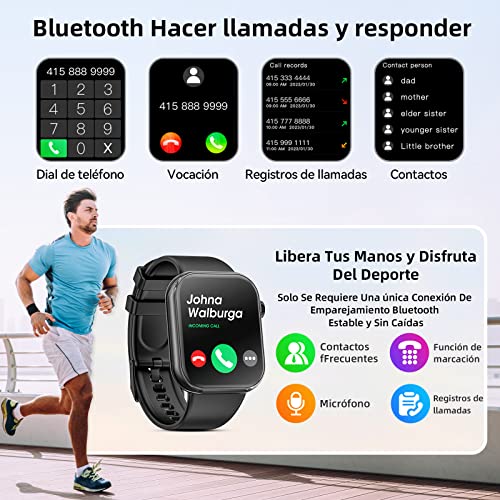 Smartwatch,1.83" Reloj Inteligente Hombre Mujer Hacer y Contestar Llamada,Pulsera Fitness Actividad con Monitor de La Frecuencia Cardiaca Oxígeno en Sangre Monitor,Smart Watch para Android iOS