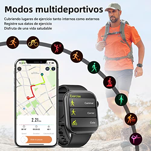 Smartwatch,1.83" Reloj Inteligente Hombre Mujer Hacer y Contestar Llamada,Pulsera Fitness Actividad con Monitor de La Frecuencia Cardiaca Oxígeno en Sangre Monitor,Smart Watch para Android iOS