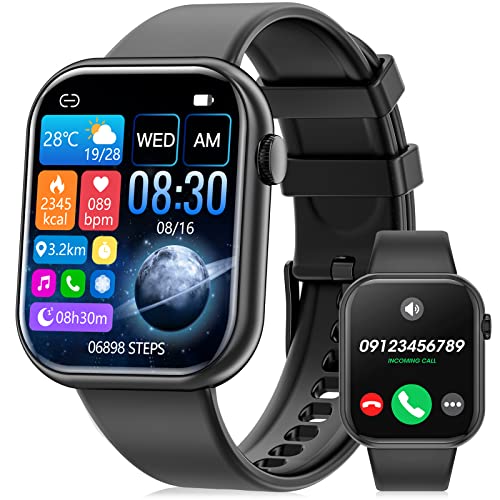 Smartwatch,1.83" Reloj Inteligente Hombre Mujer Hacer y Contestar Llamada,Pulsera Fitness Actividad con Monitor de La Frecuencia Cardiaca Oxígeno en Sangre Monitor,Smart Watch para Android iOS