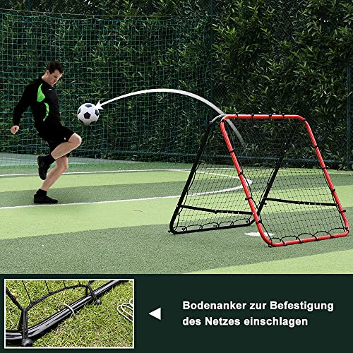 SMONTER Red de rebote de fútbol para ejercicios de balón, tiro de fútbol, béisbol, baloncesto, ajustable, rojo y negro