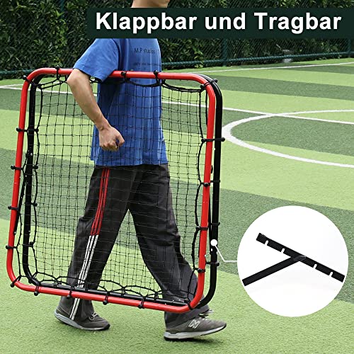 SMONTER Red de rebote de fútbol para ejercicios de balón, tiro de fútbol, béisbol, baloncesto, ajustable, rojo y negro