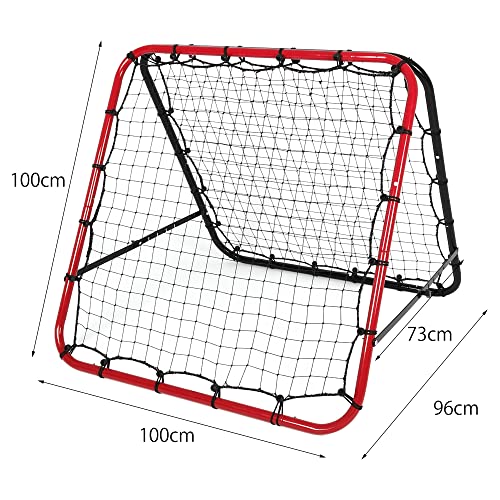 SMONTER Red de rebote de fútbol para ejercicios de balón, tiro de fútbol, béisbol, baloncesto, ajustable, rojo y negro