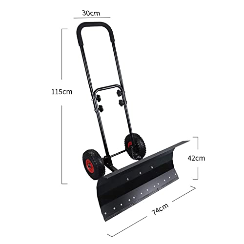 Snow Shovel Heavy-Duty Dual-Pole Snow Shovel with Wheels Adjustable Handle Working Width 74CM Suitable for Clearing Snow on Driveway or Road Surface（2 PCS）