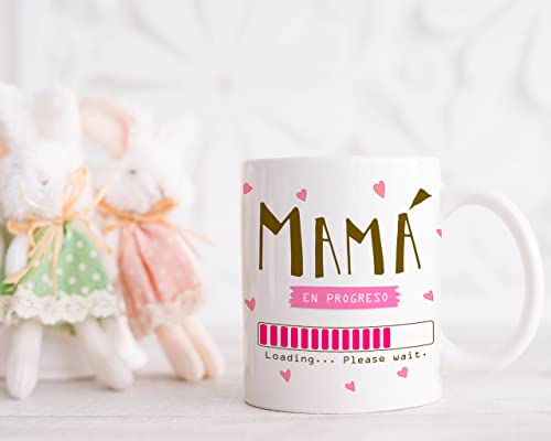 SNOWMUG Taza Mamá Embarazada – Regalos Originales Para Mujer Madres o Embarazada Regalos Para Mamas Embarazadas o Primerizas – Taza Desayuno Madre Primeriza Dia de la Madre