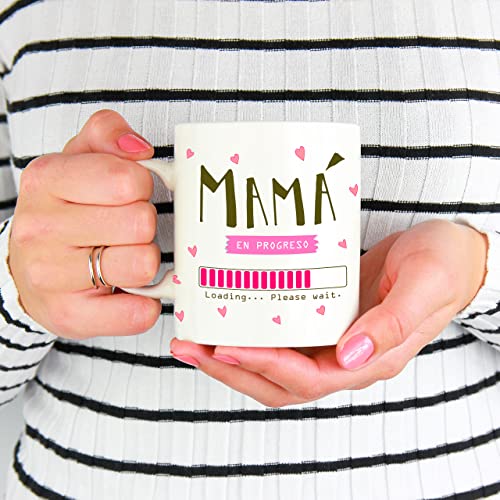 SNOWMUG Taza Mamá Embarazada – Regalos Originales Para Mujer Madres o Embarazada Regalos Para Mamas Embarazadas o Primerizas – Taza Desayuno Madre Primeriza Dia de la Madre