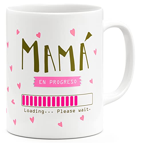 SNOWMUG Taza Mamá Embarazada – Regalos Originales Para Mujer Madres o Embarazada Regalos Para Mamas Embarazadas o Primerizas – Taza Desayuno Madre Primeriza Dia de la Madre