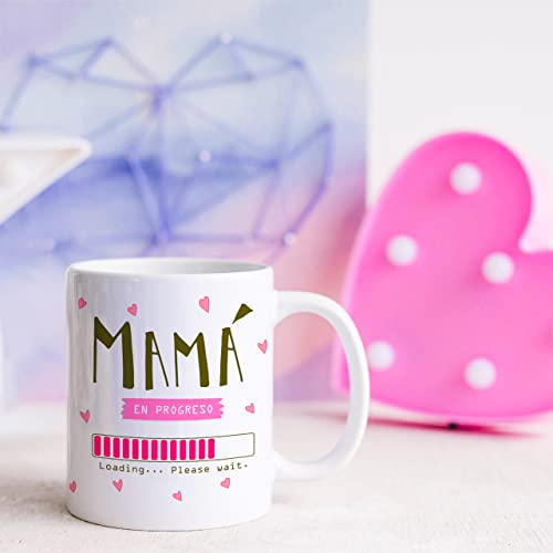 SNOWMUG Taza Mamá Embarazada – Regalos Originales Para Mujer Madres o Embarazada Regalos Para Mamas Embarazadas o Primerizas – Taza Desayuno Madre Primeriza Dia de la Madre