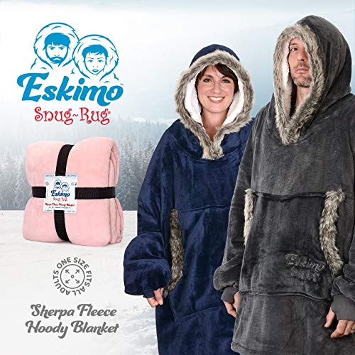 Snug Rug Rosa Eskimo Manta Sudadera con Capucha, de Forro Polar Sherpa Supersuave y cálido para Adulto, Oversized, Talla única, Unisex, para Hombre y Mujer