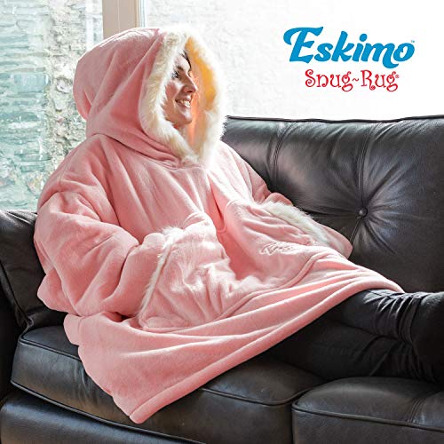 Snug Rug Rosa Eskimo Manta Sudadera con Capucha, de Forro Polar Sherpa Supersuave y cálido para Adulto, Oversized, Talla única, Unisex, para Hombre y Mujer