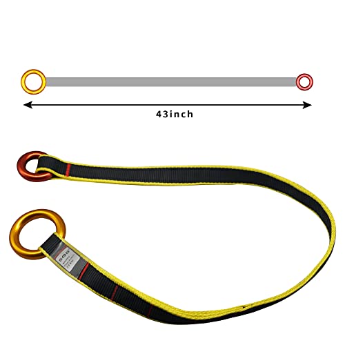 SOB Cordón de Seguridad Dos Anillos Colgantes Escalada de árboles Cambium Saver Tree Arborist Climbing Rope Cinturón de Eslinga para Trabajos de jardinería 43 Inch