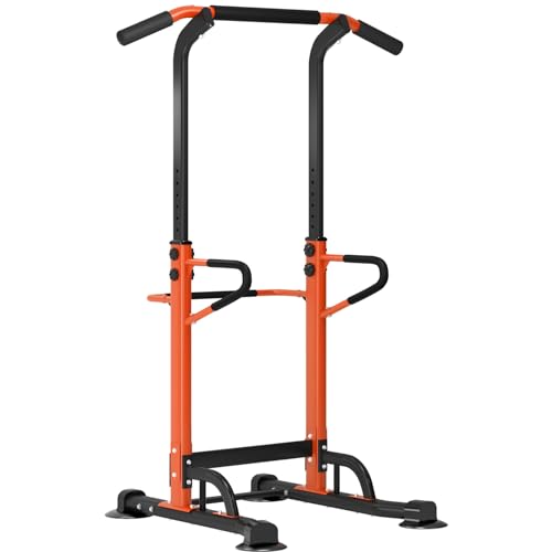 soges Barra de tracción ajustable estación de tracción de altura ajustable Power Tower silla romana de entrenamiento físico en casa dip estación de entrenamiento de fuerza fitness Naranja