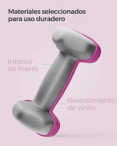 SONGMICS Juego de 2 Mancuernas, 2 x 1 kg, Mancuernas Hexagonales con Superficie de Vinilo, para Fitness, Ejercicio, Entrenamiento, para Gimnasia en Casa, Rosa SYL902P01