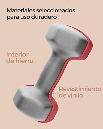 SONGMICS Juego de 2 Mancuernas, 2 x 4 kg, Mancuernas Hexagonales con Superficie de Vinilo, para Fitness, Ejercicio, Entrenamiento, para Gimnasia en Casa, Rojo SYL908R01