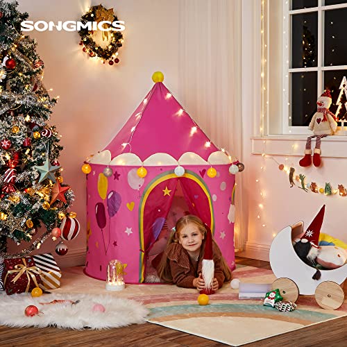 SONGMICS Tienda para Niños, Carpa Infantil, Castillo de la Princesa, Pop Up, Regalo para Niños, para Interior y Exterior, Bolsa de Transporte, Rosa y Amarillo LPT04PY