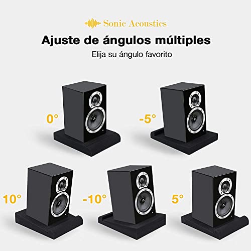 Sonic Acoustics Almohadillas de Aislamiento Acústico, 2 piezas, Espuma Acústica para Altavoz de Monitor de Estudio de 12,7 cm (5 pulgadas), 30,5 x 20,3 x 4,6 cm, Negro