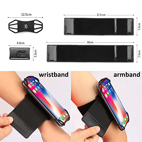 SOOJET Brazalete Deportivo para Correr, Soporte Movil Brazo para Hacer Deporte 360°Rotación Móvil Banda Brazo Ajustable Soporte Teléfono Correa para Caminar/Senderismo/Compatible con 4"-6.5" Móvil