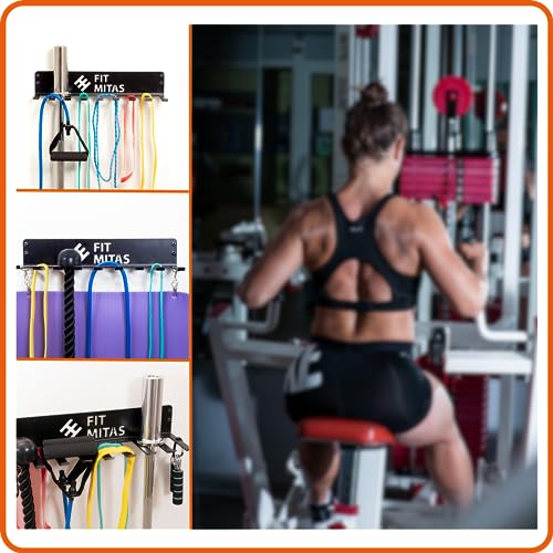 Soporte de Material Deportivo | Organizador Gimnasio en Casa | Soporte Barras Gimnasio | Organizador de Material Deportivo | Soporte Pared Mancuernas, Bandas Elásticas, Equipos de Yoga y Pilates