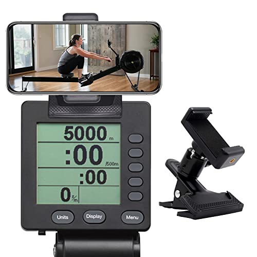 Soporte de teléfono para monitor de máquina de remo Concept 2, soporte giratorio ajustable para smartphone, compatible con monitores PM 2/3/4/5 de RowErgs, SkiErg y BikeErg (Concept 2 Rower) - Negro