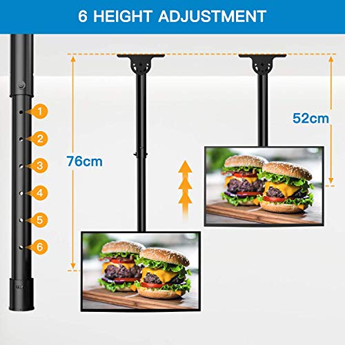 Soporte de TV de Techo – reclinable y Giratorio Ajustable para Pantalla de 26 a 65 Pulgadas – Full-Motion soporta 50 kg con VESA 400 x 400 mm