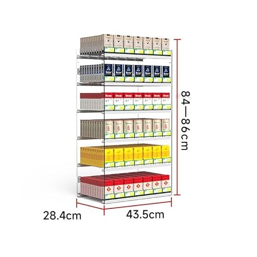 Soporte for La Exhibición De Cigarrillos Soporte Automático De Cigarrillos Minorista Rack Store Completor Organizador Cajas De Empuje De Cigarros (Color : Clear, Size : 43.5x28.4x84CM)