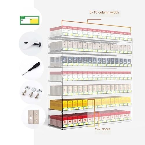 Soporte for La Exhibición De Cigarrillos Soporte Automático De Cigarrillos Minorista Rack Store Completor Organizador Cajas De Empuje De Cigarros (Color : Clear, Size : 43.5x28.4x84CM)