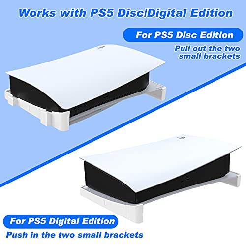 Soporte Horizontal para PS5, para Soporte PS5 Compatible con Playstation 5 Console Disc/Digital Edition, 2PCS para PS5 Accesorios ABS Soporte Horizontal para PS5 Console Disc/Digital Edition - Blanco