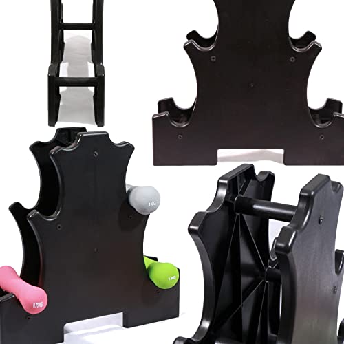 Soporte Mancuernas,Smavles Soporte Para Mancuernas de Plástico Portátil Pequeño Árbol Mancuernas Rack de Pesas de 3 Niveles Para Gimnasio Entrenamiento de Fuerza Gimnasia Negro