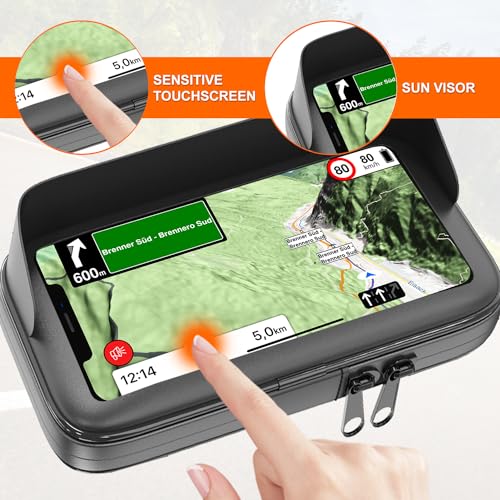 Soporte movil Moto Impermeable con Cargador 2.1A Sistema Unico conexion rapida Funda con Visera antireflejos Valida para Smartphones hasta 7.5" sujecion al Manillar irrompible