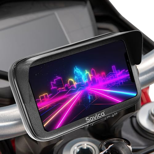 Soporte movil Moto Impermeable con Cargador 2.1A Sistema Unico conexion rapida Funda con Visera antireflejos Valida para Smartphones hasta 7.5" sujecion al Manillar irrompible