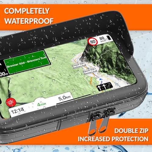 Soporte movil Moto Impermeable con Cargador 2.1A Sistema Unico conexion rapida Funda con Visera antireflejos Valida para Smartphones hasta 7.5" sujecion al Manillar irrompible