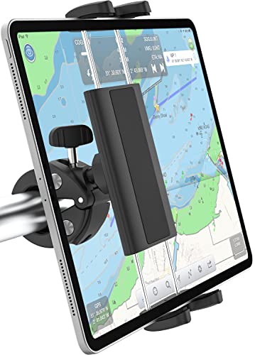 Soporte Tablet para Timón de Barco, Aozcu Universal Porta Tableta Manillar Abrazadera de Montaje, Ajustable 360° per iPad Pro 12.9 11 9.7 Air Mini, Galaxy Tab, iPhone, Tabletas y Teléfonos de 4 a 13"