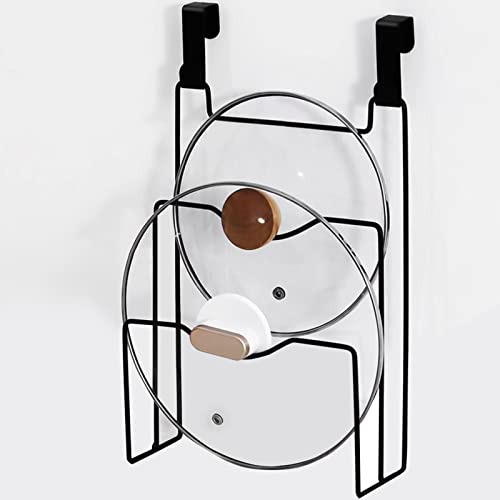 Soporte Vertical para Tapa de Olla Soporte para Tapa de Olla Montado en La Pared Sin Perforadora y Tapa para Olla Accesorios de Cocina Soportes Pequeños Para Tapa de Olla Almacenamiento - Negro