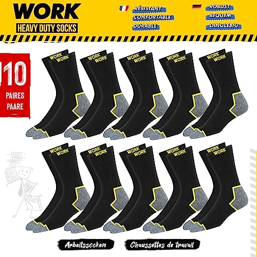 SOXCO WORK Socks 10 Pares Calcetines de Trabajo Hombre, 43-46