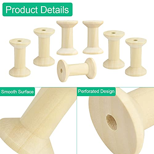 SPEACOUR 20 PCS Bobinas Carretes de Madera Carretes de Madera Vacías Bobinas Vacías de Madera Bobinas de Hilo de Madera para Coser Cintas, Herramientas para Manualidades en Madera (47 x 31 mm)