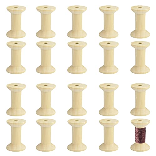 SPEACOUR 20 PCS Bobinas Carretes de Madera Carretes de Madera Vacías Bobinas Vacías de Madera Bobinas de Hilo de Madera para Coser Cintas, Herramientas para Manualidades en Madera (47 x 31 mm)