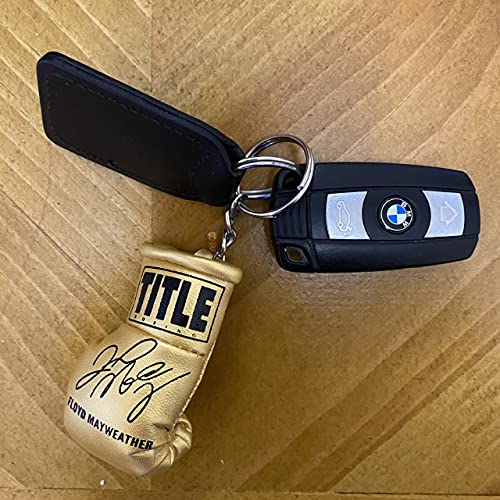 SPEED FROG Floyd Mayweather Gold - Juego de mini guantes de boxeo y llavero para coche, impresión autografiada, regalos de regalo para hombres y mujeres (FloydMayweather)