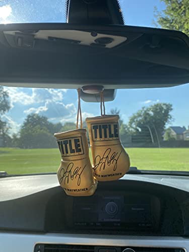 SPEED FROG Floyd Mayweather Gold - Juego de mini guantes de boxeo y llavero para coche, impresión autografiada, regalos de regalo para hombres y mujeres (FloydMayweather)