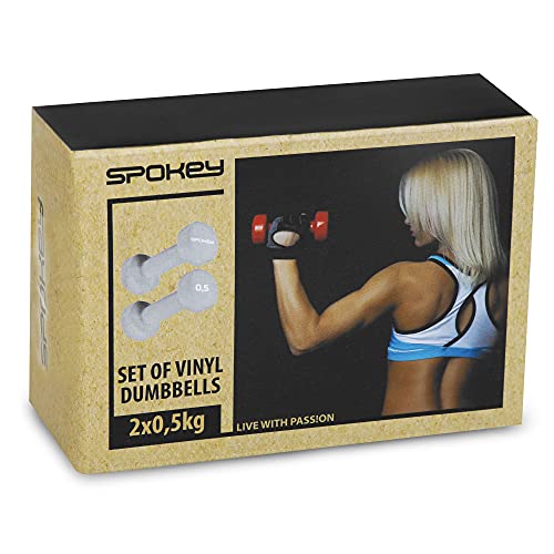 SPOKEY Shape IV Juego de mancuernas, de 2 piezas, con revestimiento de vinilo | Mancuernas de fitness, Varios incrementos de peso de 0,5 a 2 kg | Con núcleo de hierro fundido