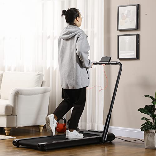 SPORTNOW 2 en 1 Cinta de Correr Plegable Velocidad 12 km/h Cinta de Andar Control Remoto Superficie de Carrera 36x105 cm Pantalla LED y Ruedas para Fitness en Casa 135x65x106 cm Negro