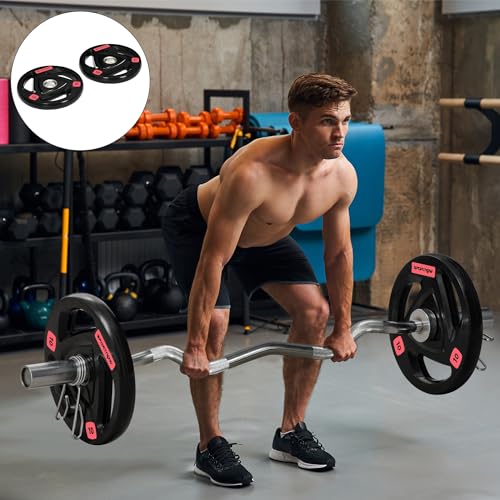 SPORTNOW Juego de 2 Discos de Pesas Ø32x4,5 cm de Hierro Fundido 10 kg Placas de Pesas Recubierta de Goma con Orificio de 5 cm para Barra o Mancuernas Fitness en Gimnasio Casa Negro