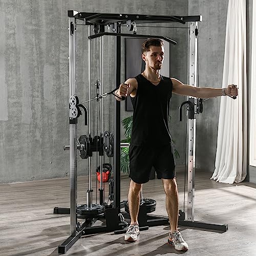 SPORTNOW Máquina de Multiestación Musculación Entrenamiento para Hombro Brazos Placas de Peso de 100 kg Carga MAX. 120 kg para Fitness Gimnasio en Casa 170x139x200 cm Negro