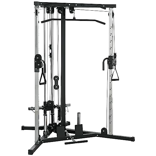 SPORTNOW Máquina de Multiestación Musculación Entrenamiento para Hombro Brazos Placas de Peso de 100 kg Carga MAX. 120 kg para Fitness Gimnasio en Casa 170x139x200 cm Negro