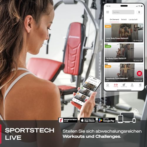 Sportstech HGX100/HGX200/HGX300 - La Única Estación de Fuerza Premium para un Entrenamiento Variado en Casa, con Escalador o Prensa de Piernas. Hecha de Material EVA, tu Estación de Fitness Doméstica