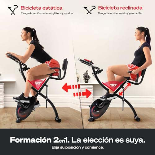 Sportstech - X150 Ergómetro Bicicleta Estatica, Bicicleta Estatica Plegable, 8 Niveles de Resistencia, Ajustable Bicicleta Spinning para Gimnasio en Casa, Bici Estatica para Cardio Ejercicio en Casa