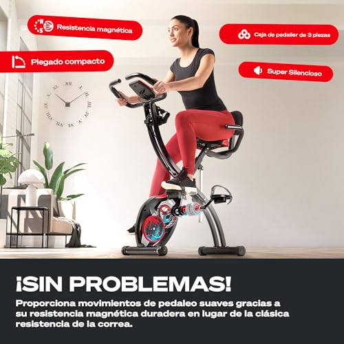 Sportstech - X150 Ergómetro Bicicleta Estatica, Bicicleta Estatica Plegable, 8 Niveles de Resistencia, Ajustable Bicicleta Spinning para Gimnasio en Casa, Bici Estatica para Cardio Ejercicio en Casa