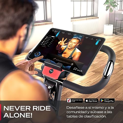 Sportstech - X150 Ergómetro Bicicleta Estatica, Bicicleta Estatica Plegable, 8 Niveles de Resistencia, Ajustable Bicicleta Spinning para Gimnasio en Casa, Bici Estatica para Cardio Ejercicio en Casa