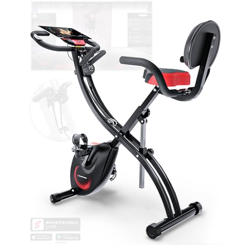 Sportstech - X150 Ergómetro Bicicleta Estatica, Bicicleta Estatica Plegable, 8 Niveles de Resistencia, Ajustable Bicicleta Spinning para Gimnasio en Casa, Bici Estatica para Cardio Ejercicio en Casa