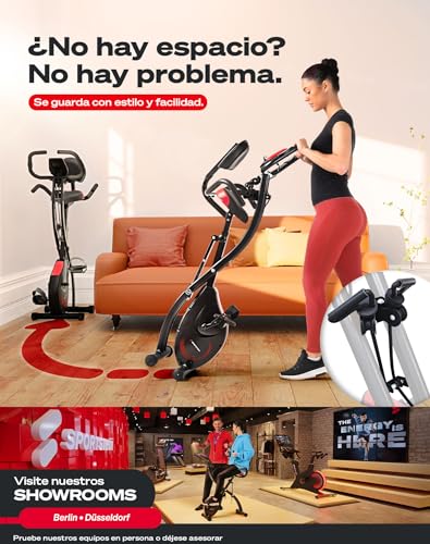 Sportstech - X150 Ergómetro Bicicleta Estatica, Bicicleta Estatica Plegable, 8 Niveles de Resistencia, Ajustable Bicicleta Spinning para Gimnasio en Casa, Bici Estatica para Cardio Ejercicio en Casa