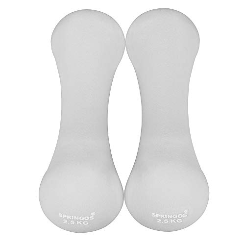 Springos - Mancuernas para mujer (neopreno, 1-6 kg), mancuernas para gimnasia, para entrenamiento, Gris 2 x 2,5 kg