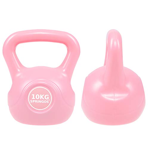 SPRINGOS - Pesa rusa de 2 kg-10 kg, de plástico ABS, para fitness, desarrollo muscular, entrenamiento de todo el cuerpo, para ponerse en forma, Rosa 10kg